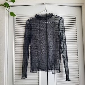 Polka Dot Mesh Long Sleeve
